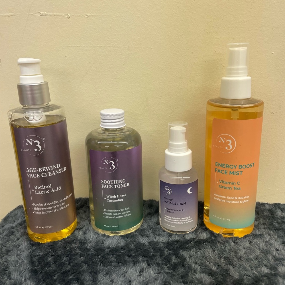 No. 3 Skincare Set with Face Cleanser, Toner, Serum, and Mist